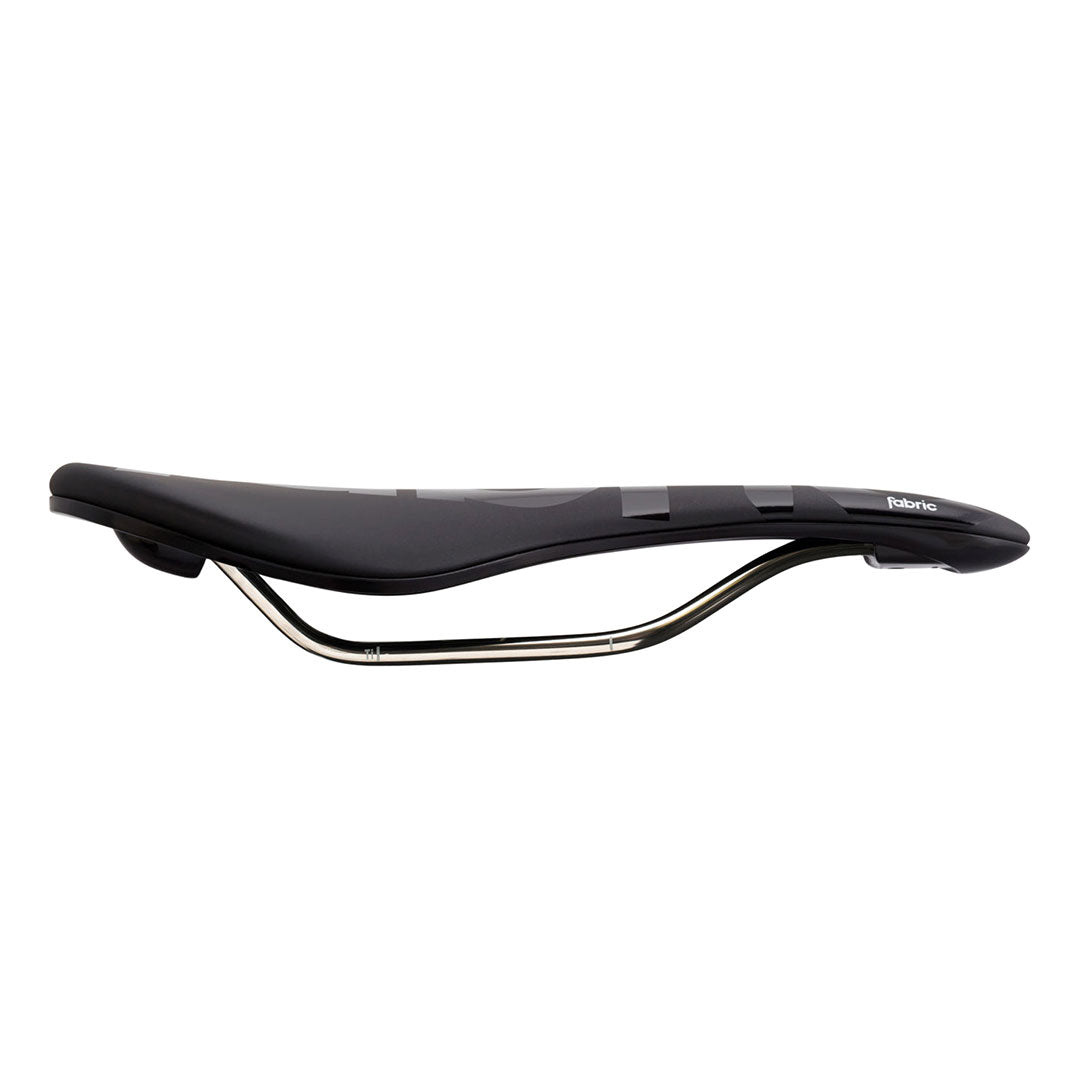 A product photo of the Fabric Scoop Race Flat Saddle for bicycles.