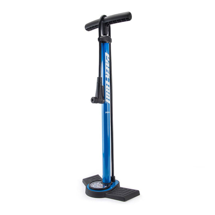 A product shot of the Park Tool PFP-10 160psi floor pump for bicycle tires.